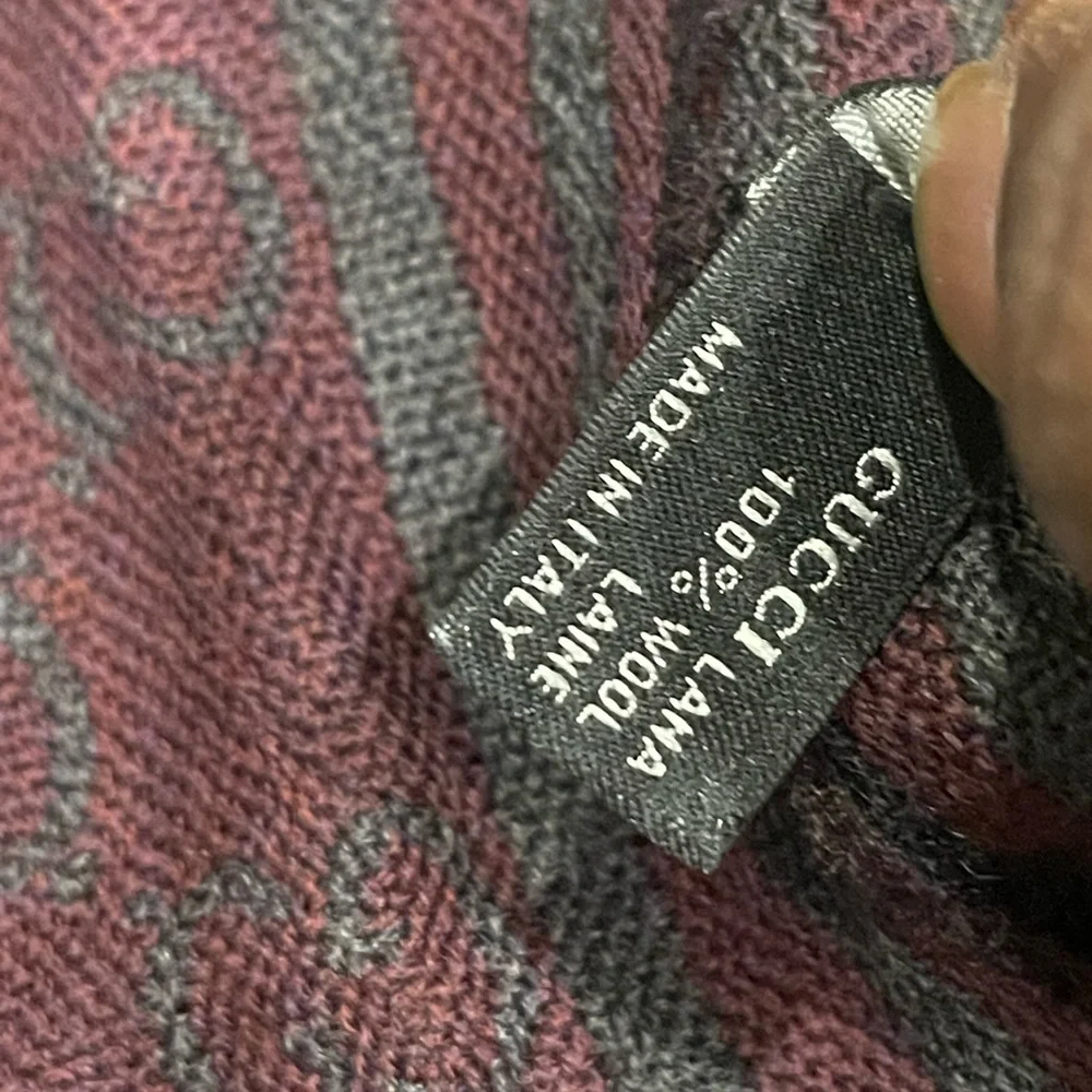 Gucci Burgundy and Gray Men's Scarf